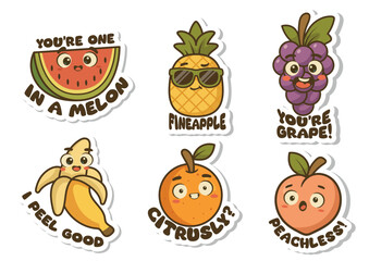 Fruit quotes sticker , vector illustration, funny, cute