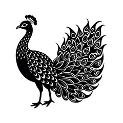 Peacock Silhouette Vector – Elegant Exotic Bird Clipart for Decorative and Ornamental Designs