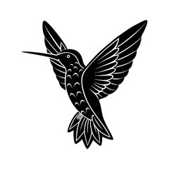 Hummingbird Silhouette Vector – Flying Bird Clipart for Floral, Tropical, and Delicate Designs