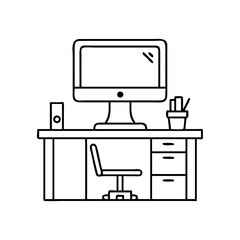 office computer icon, office computer vector illustration-simple illustration of office computer, perfect for office computer logos and icons