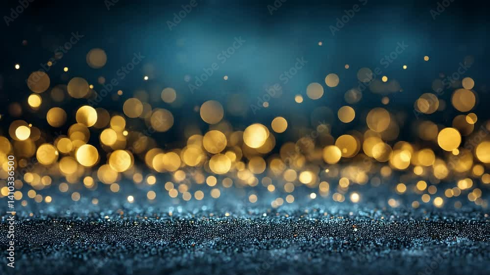 Canvas Prints golden bokeh lights on a blue textured background create a sparkling holiday or festive mood with gl