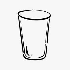 Hand-drawn doodle sketch of a glass. A simple and creative illustration, perfect for drinkware branding, beverage designs, glass-related creative projects, and food or drink menus.