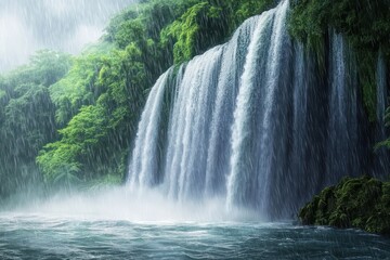 Fototapeta premium Waterfall forest landscape nature image