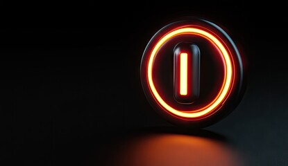 Illuminated, futuristic button with letter I