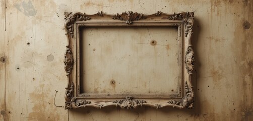 Naklejka premium A beautifully crafted wooden picture frame hangs elegantly on a textured wall, showcasing a vibrant landscape photograph that captures the essence of nature's beauty.