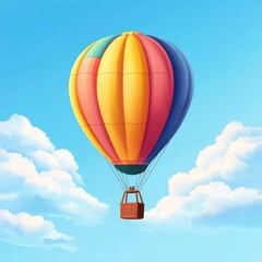 Fototapeta premium Joyful hot air balloon adventure open blue sky cartoon artwork whimsical environment aerial view playful concept for dreamy travel vibes