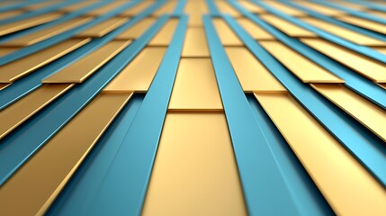 Obraz premium Abstract Arrangement of Golden Plates and Blue Strips Creating a Visually Compelling Modern Texture.