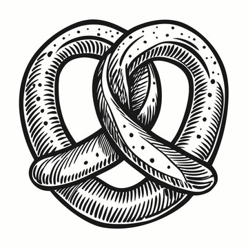recommend clip art: Vintage Black and White Hand Drawn Pretzel Illustration for Bakery and Food Graphics