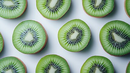 Fototapeta premium Fresh Kiwi Halves in Minimalist Composition, Showcasing Natural Beauty and Simplicity