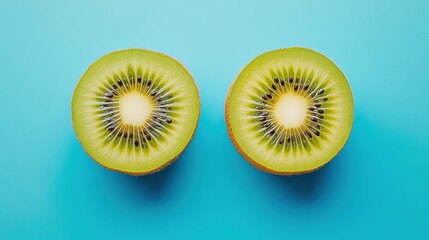 Fresh Kiwi Halves in Minimalist Composition, Showcasing Natural Beauty and Simplicity