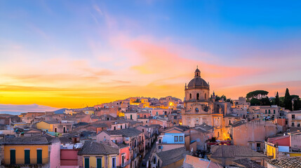 Fototapeta premium Colorful Italian Cityscape at Sunrise