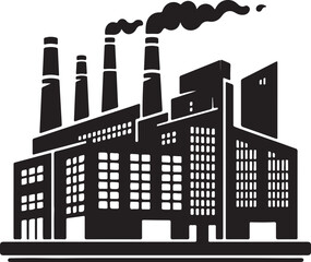 Obraz premium Factory Building Vector Art, Industrial Architecture & Warehouse Design