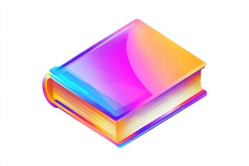Iridescent 3D book icon in gradient colors