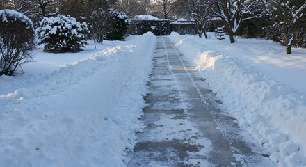 Snowy Pathway in Winter Landscape  