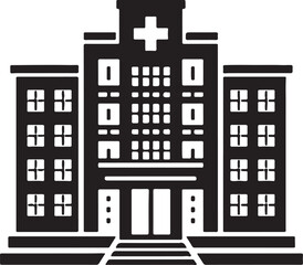 Hospital Building Vector Art, Medical Facility Design & Healthcare Architecture