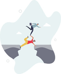 Selfish employee take advantage of other people, supporting boss help other to achieve career success concept.flat character life .