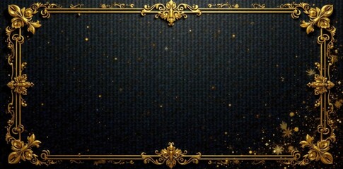 Shimmering gold accents adorn a sleek black background featuring intricate patterns and designs reminiscent of high-end luxury goods, shimmer, design, pattern