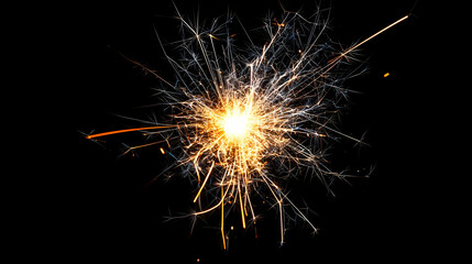 Bright Sparkler Explosion Against Black Background