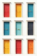 Fototapeta premium A collection of doorways in various states on a clean white background , frames, room, house