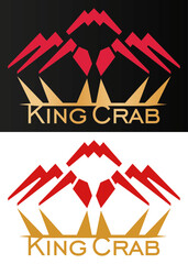 King crab logo, red crab with golden crown reflection