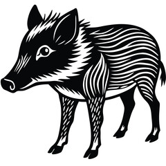 Collared Peccary illustration flat vector design