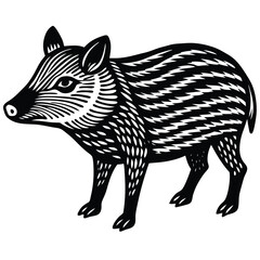 Collared Peccary illustration flat vector design