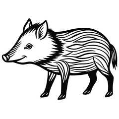 Collared Peccary illustration flat vector design
