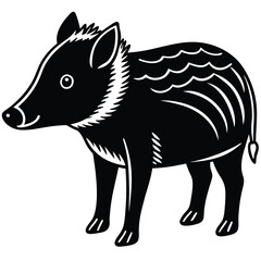 Collared Peccary illustration flat vector design