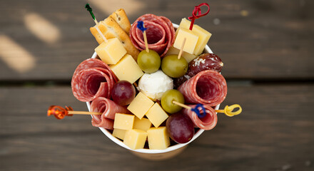 Delicious Antipasto Skewers, Appetizing Snack, Portable Party Food, Savory Treats