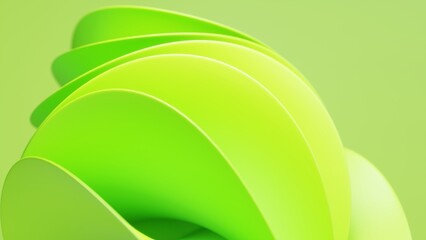 Abstract 3D spiral shape in vibrant green on a soft background