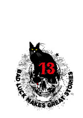 tete de mort chat noir numero 13 crane tattoo old school friday lucky bad stories citation