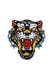 tigre tattoo tatouage old school gueule ouverte