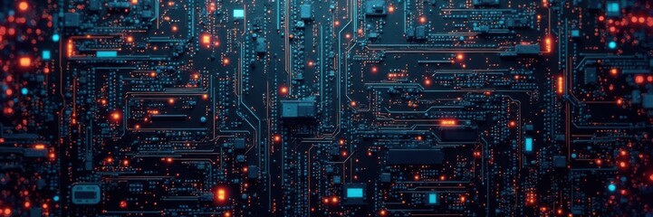 Fototapeta premium Vintage Computer Circuit Board Pattern , electronics, tech