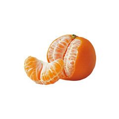 Juicy Mandarin Orange Segments, Peel, and Fresh Citrus Fruit