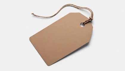 Blank brown cardboard price tag label with string for retail sale