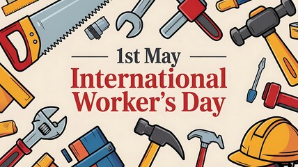 Naklejka premium 1st May Celebration Honoring Happy Labour Day and International Workers Day