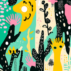  pattern with birds and flowers