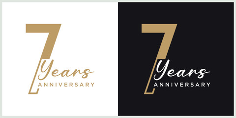 Fototapeta premium anniversary 7th logotype vector with brown and white color for special celebration day