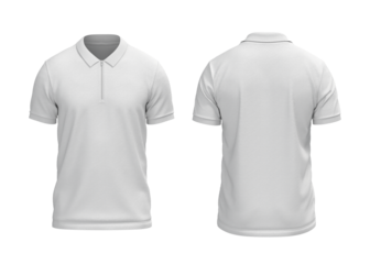 Mens white poloshirt with half zipper short sleeve tshirt jersey for mockup