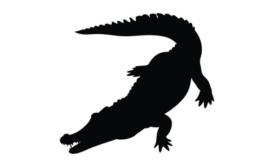 Obraz premium Crocodile silhouette illustration, Reptile animal graphic, Wild predator icon design