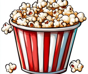 Popcorn in a striped bucket