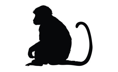 Monkey silhouette illustration, Primate animal graphic, Jungle wildlife icon
