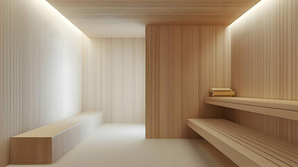 Fototapeta premium Modern Minimalist Wooden Sauna Interior
