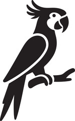 Parrot Black Vector Silhouette, Tropical Bird Clipart & Exotic Design