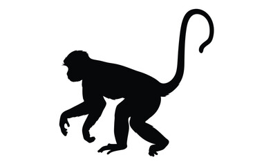 Monkey silhouette illustration, Primate animal graphic, Jungle wildlife icon
