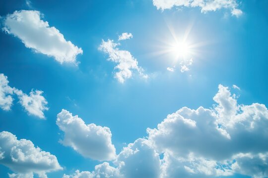 Bright sunny sky with fluffy clouds (1)