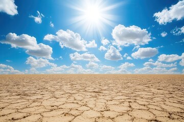 Vast, cracked earth under a brilliant blue sky
