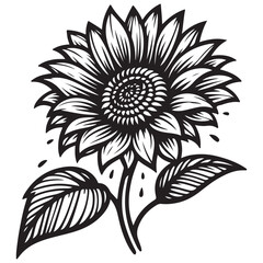 black and white flower vector