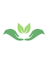 green eco hand with eco heart vector illustration. humanity vector.