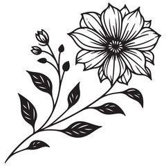 black and white flower vector